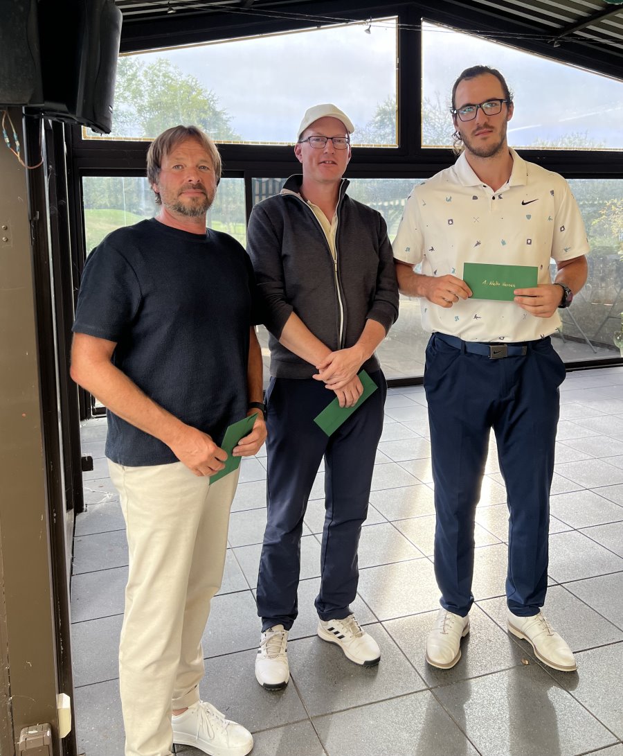 Clubmeisterschaft 2026: Nettosieger Herren: Carsten Nierling (3.) Dr. Karsten Fink (2.) Johannes Fuhge (1.)